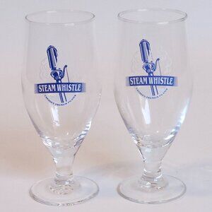 Retro STEAM WHISTLE Beer Drinking Chalice PAIR Original Logo